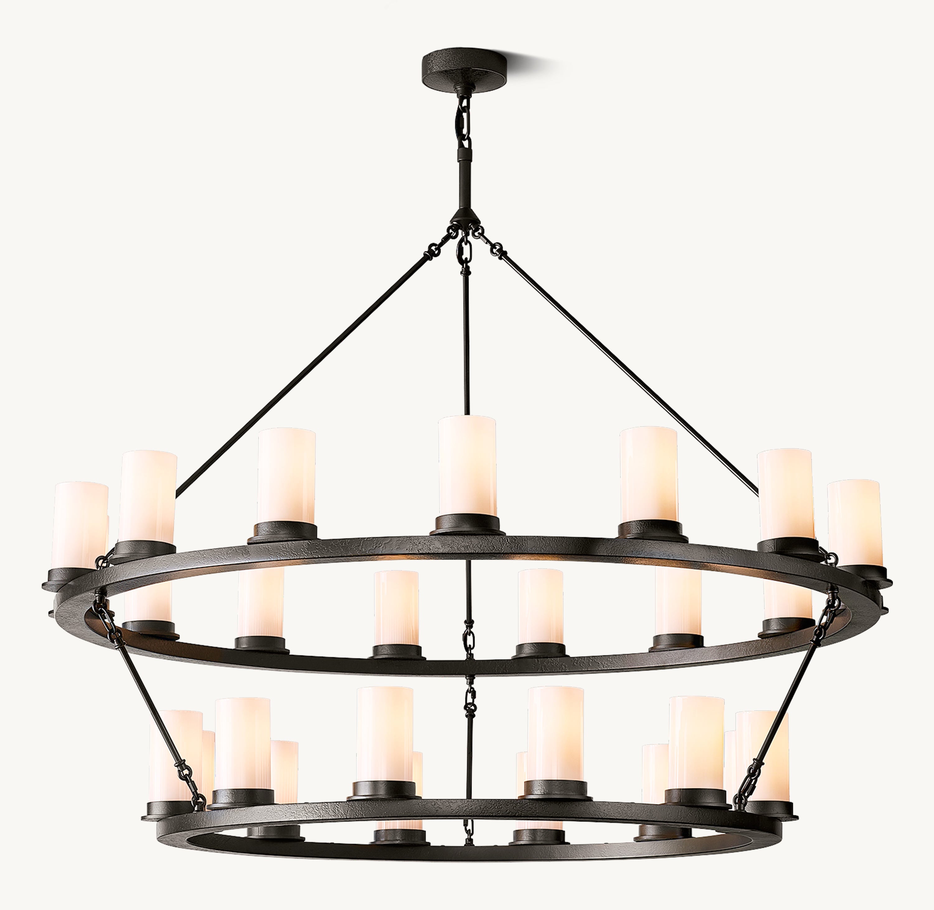 Ondra Round Two-Tier Milk Glass Chandelier 48" - Zonesus