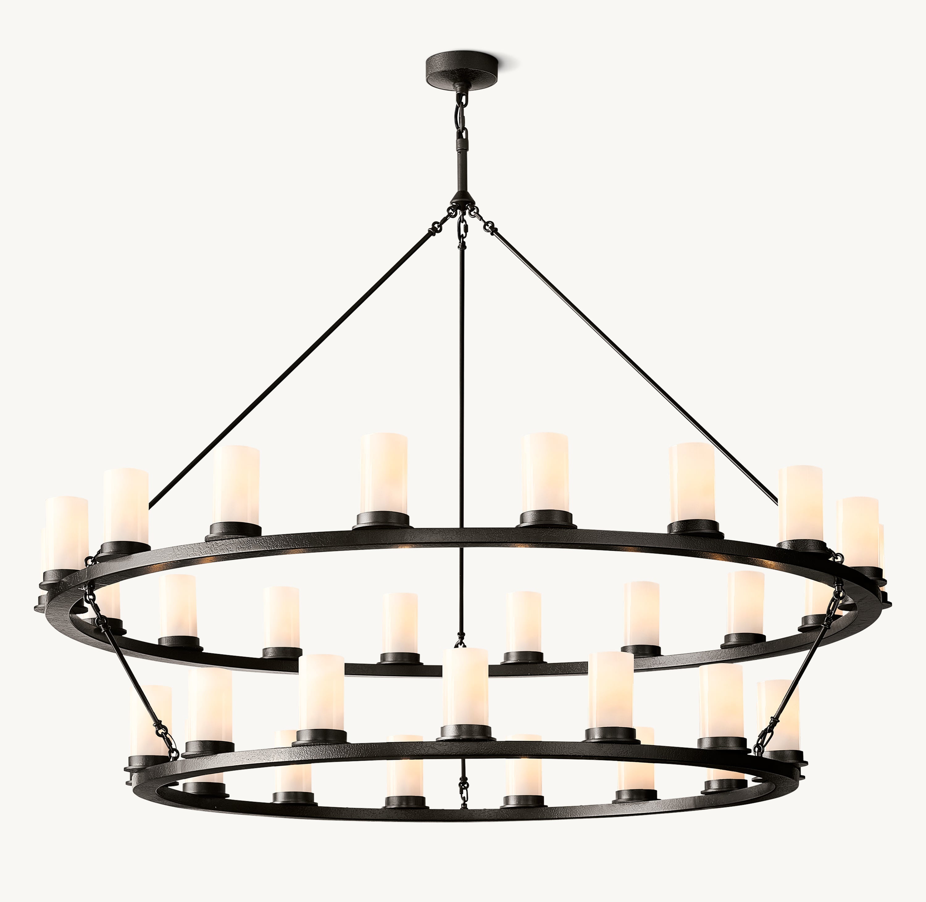 Ondra Round 2-Tier Milk Glass Chandelier 60" - Zonesus