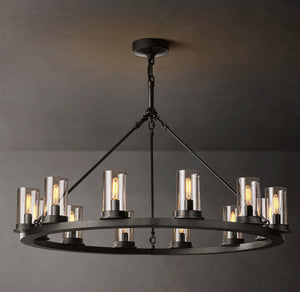 Ondra Round Clear Glass Chandelier 36" - Zonesus