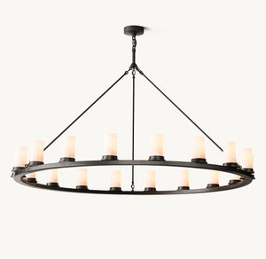 Ondra Round Milk Glass Chandelier 60" - Zonesus