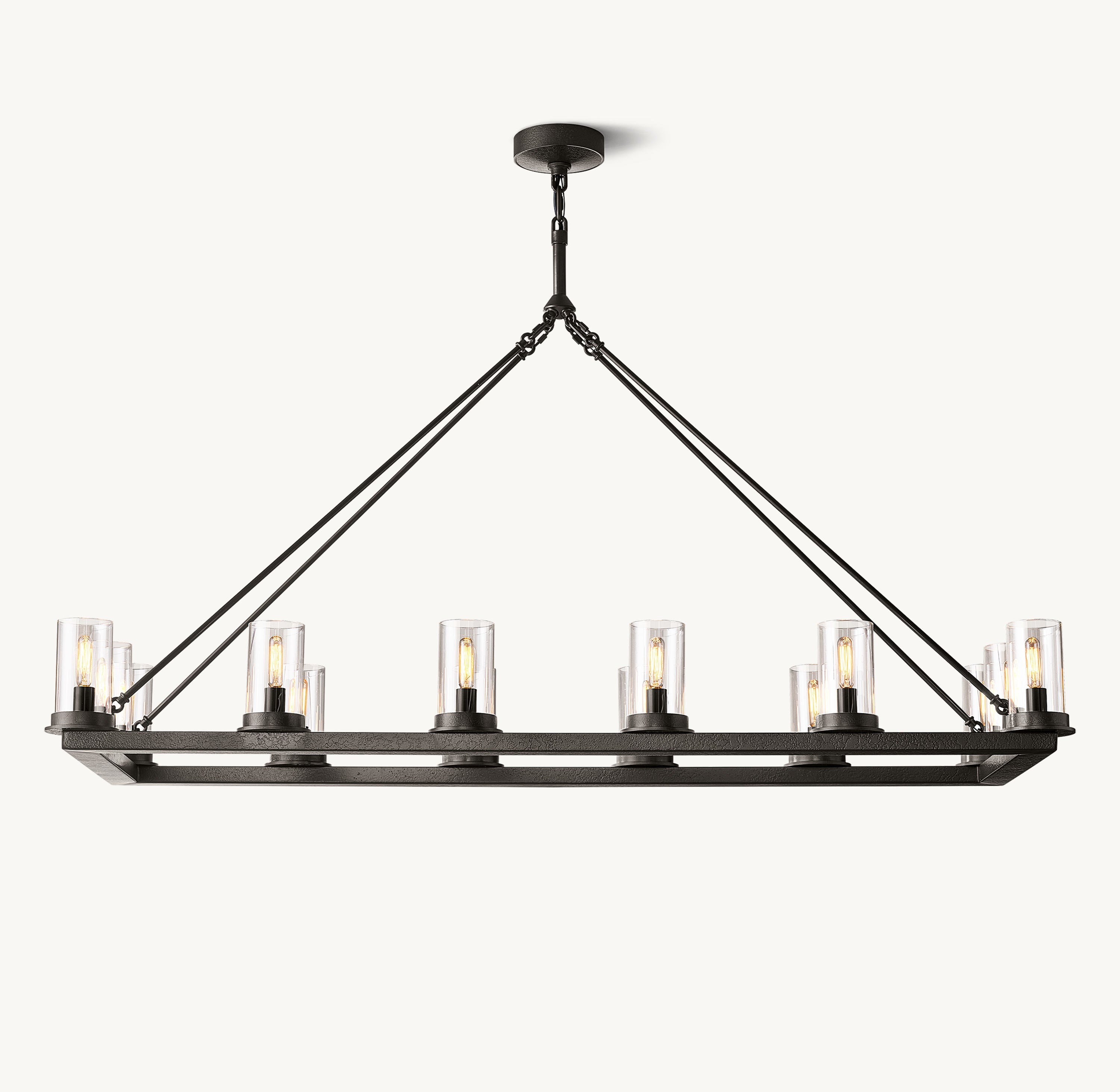 Ondra Linear Clear Glass Chandelier 52" - Zonesus