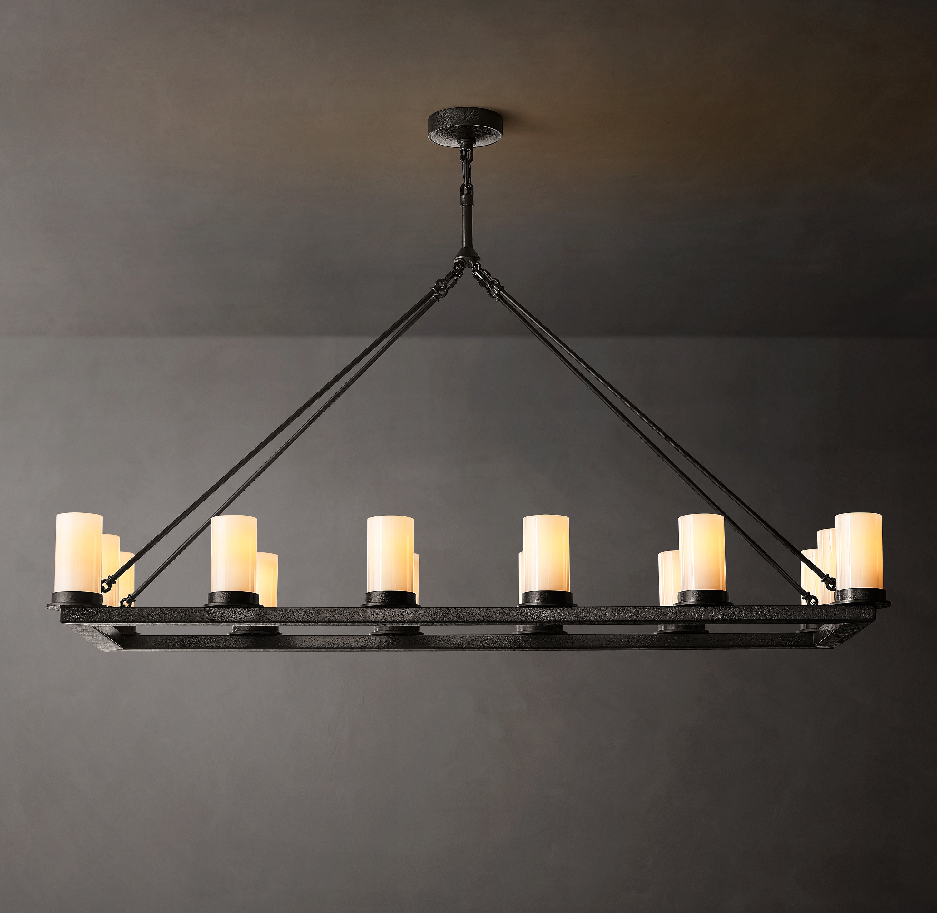 Ondra Linear Milk Glass Chandelier 52" - Zonesus