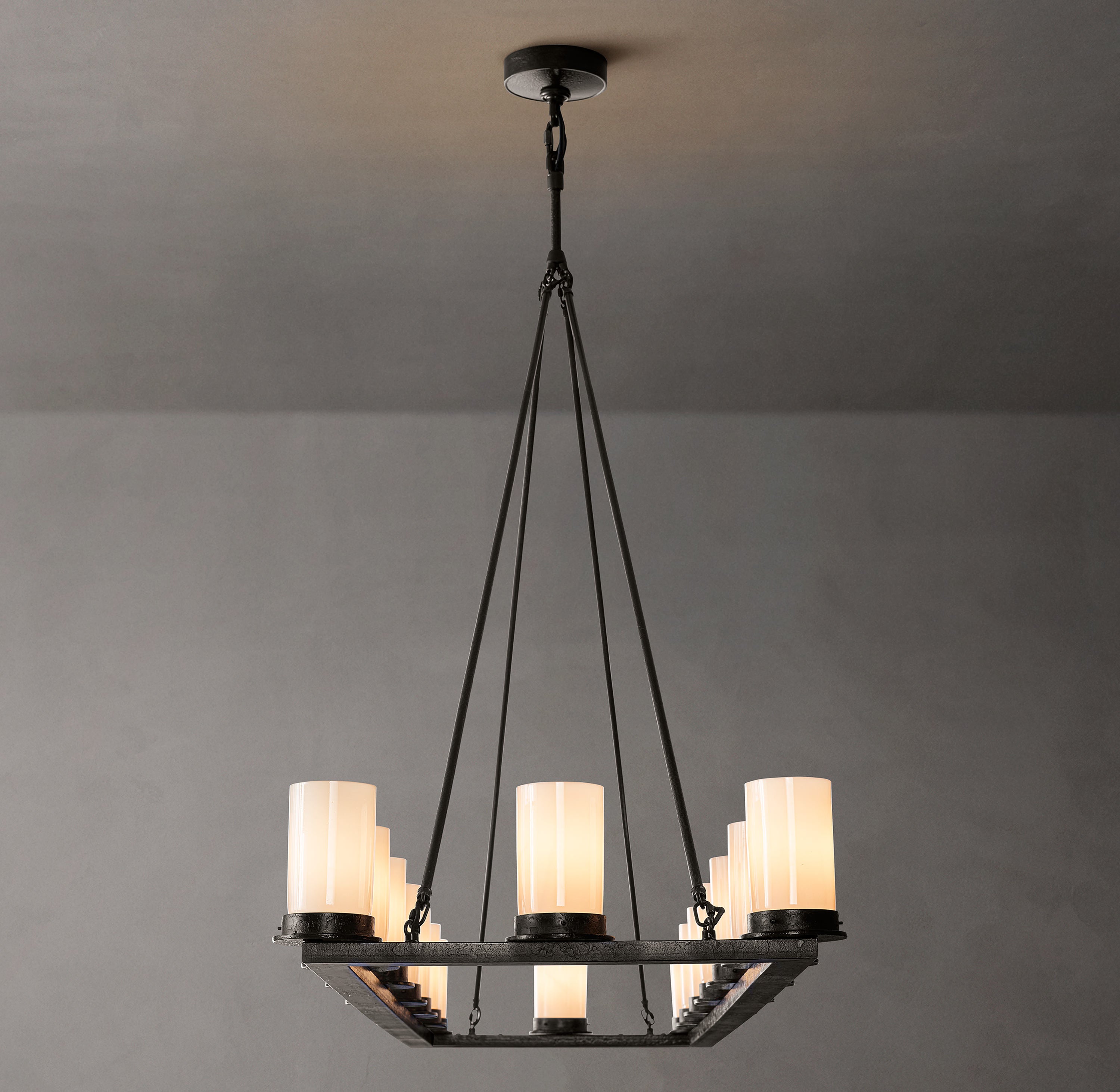 Ondra Linear Milk Glass Chandelier 72" - Zonesus
