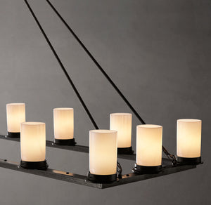 Ondra Linear Milk Glass Chandelier 72" - Zonesus