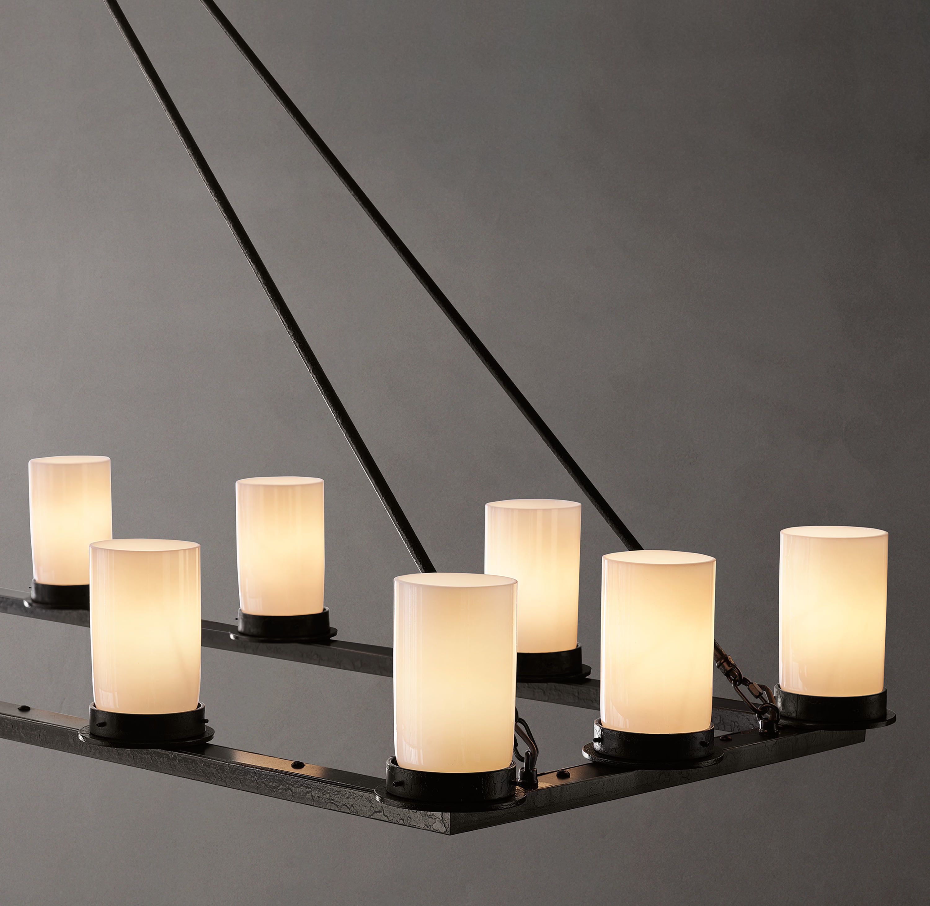 Ondra Linear Milk Glass Chandelier 72" - Zonesus