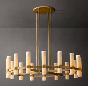 Ravelle Round Milk Glass Chandelier 48" - Zonesus