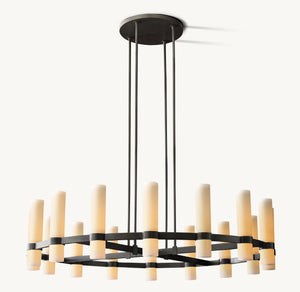 Ravelle Round Milk Glass Chandelier 48" - Zonesus