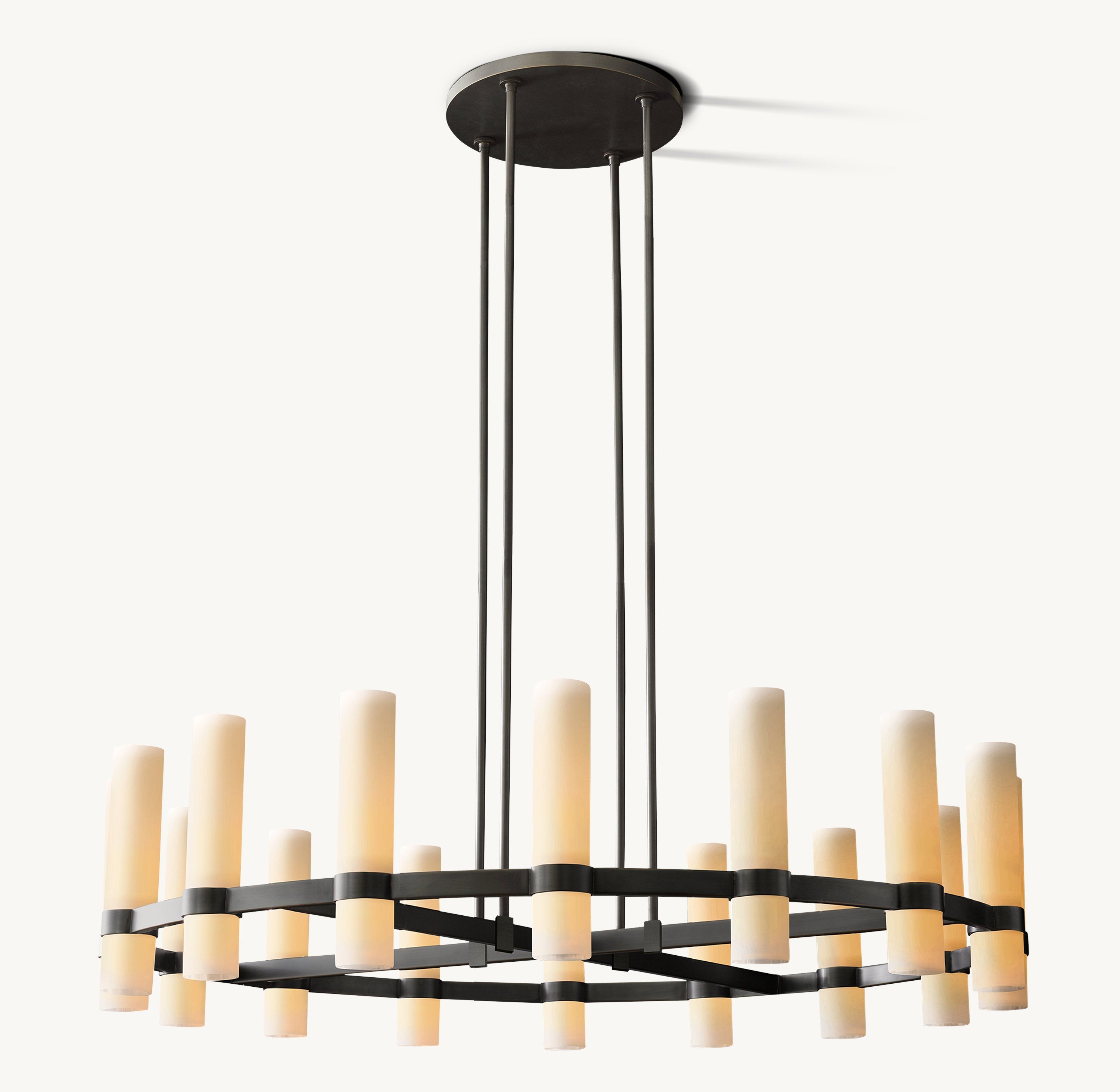Ravelle Round Milk Glass Chandelier 48" - Zonesus