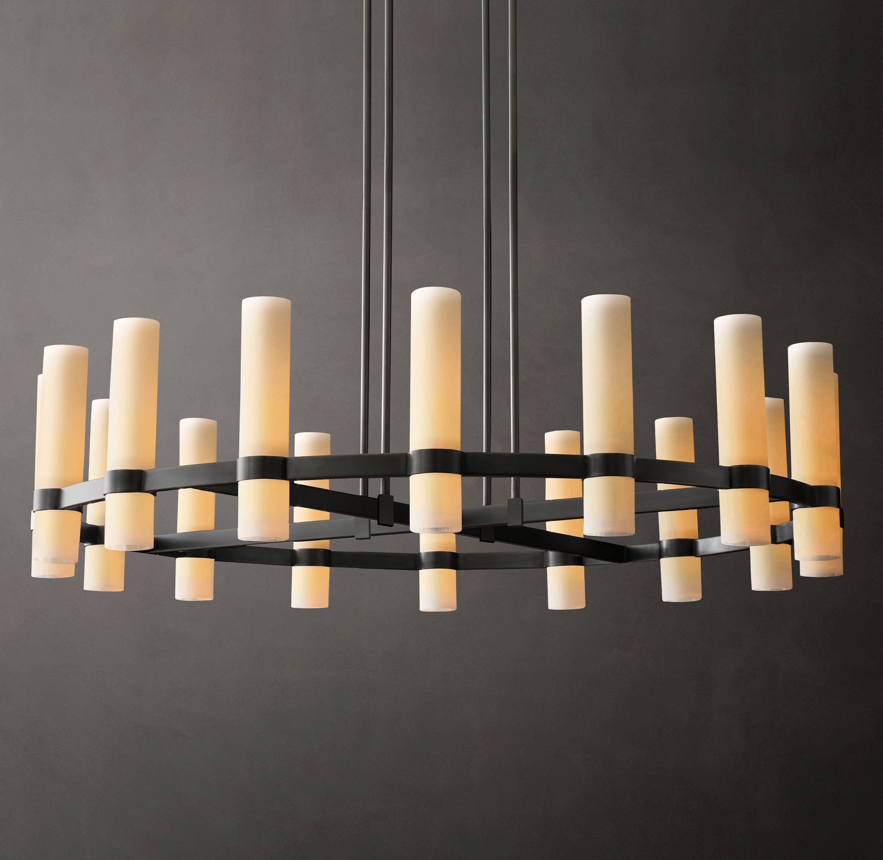 Ravelle Round Milk Glass Chandelier 48" - Zonesus