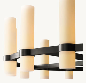 Ravelle Round Milk Glass Chandelier 48" - Zonesus