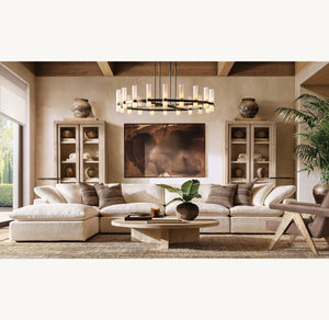 Ravelle Round Milk Glass Chandelier 60" - Zonesus