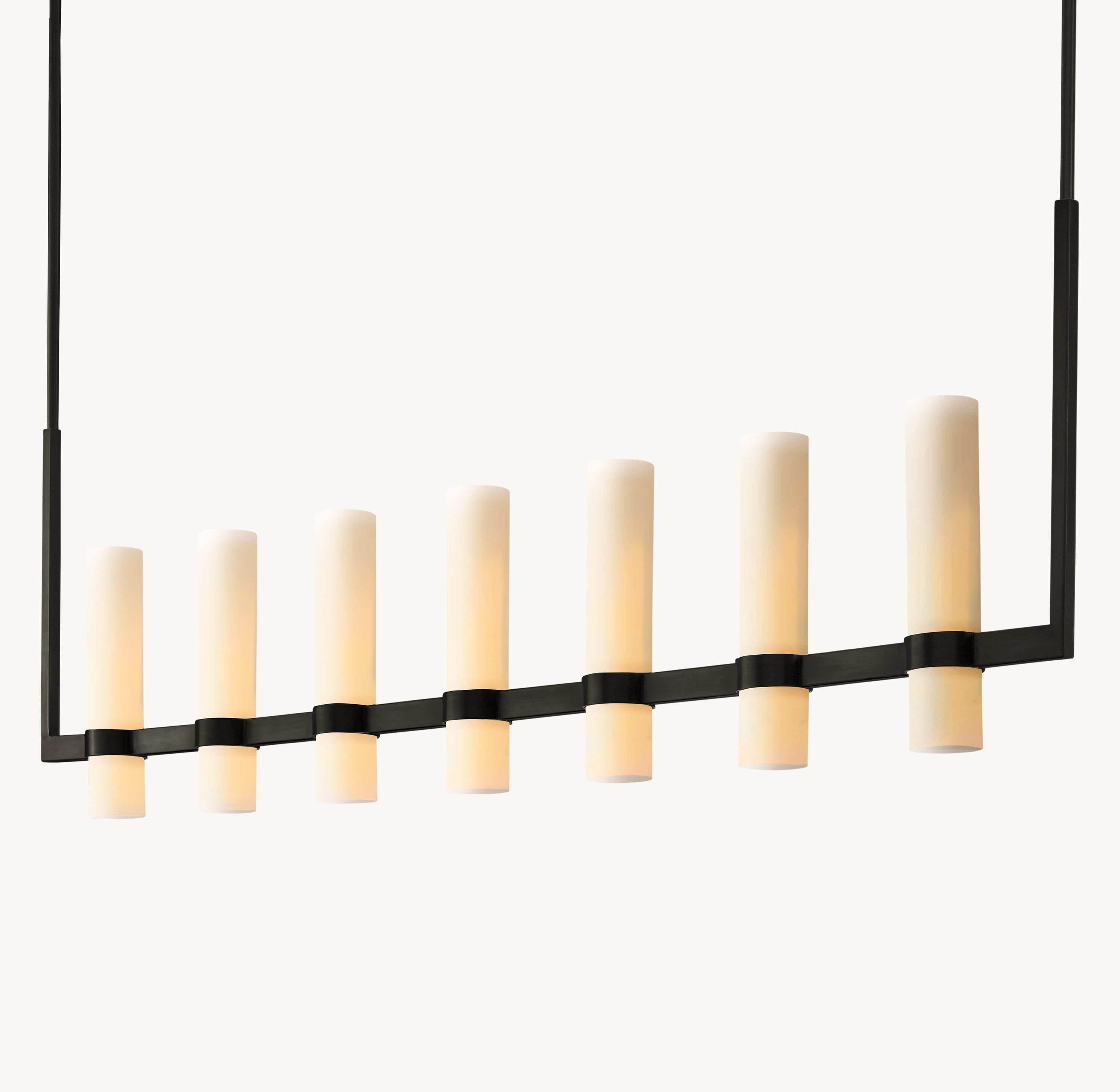 Ravelle Linear Milk Glass Chandelier 59" - Zonesus