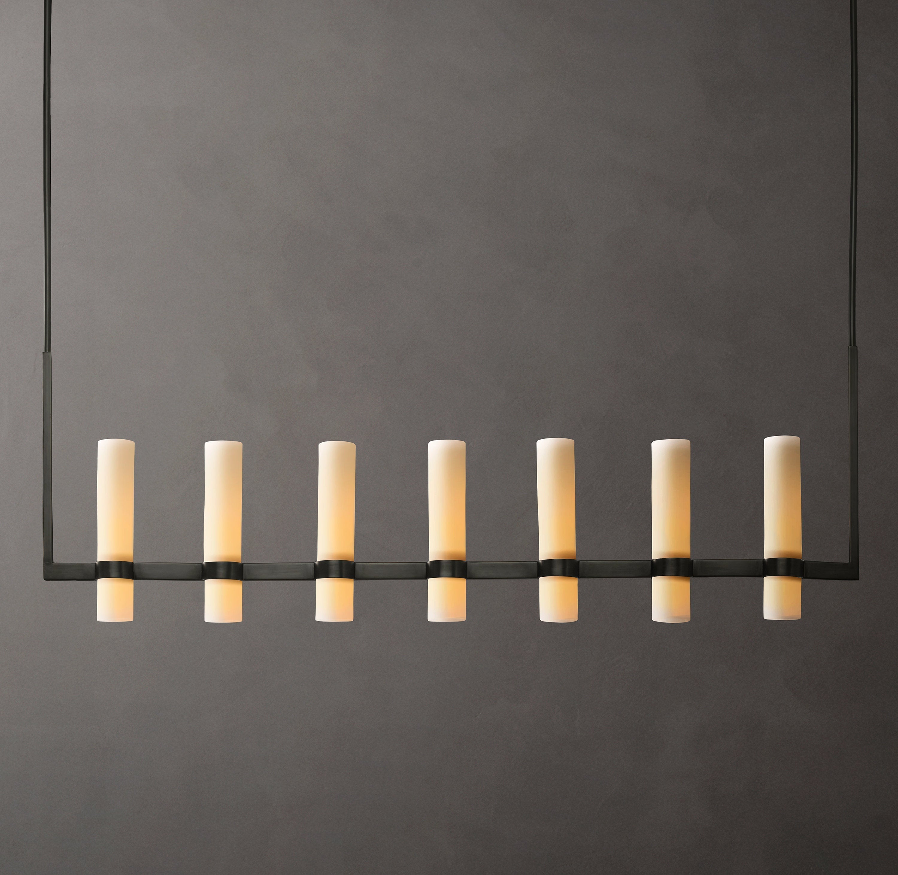 Ravelle Linear Milk Glass Chandelier 59" - Zonesus