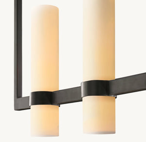 Ravelle Linear Milk Glass Chandelier 59" - Zonesus