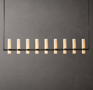Ravelle Linear Milk Glass Chandelier 71" - Zonesus