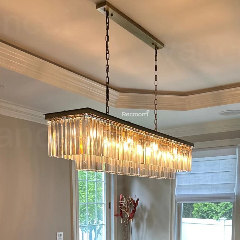 Odean Rectangle Chandelier 40" 49" 59" 72" 2-Layers - Zonesus