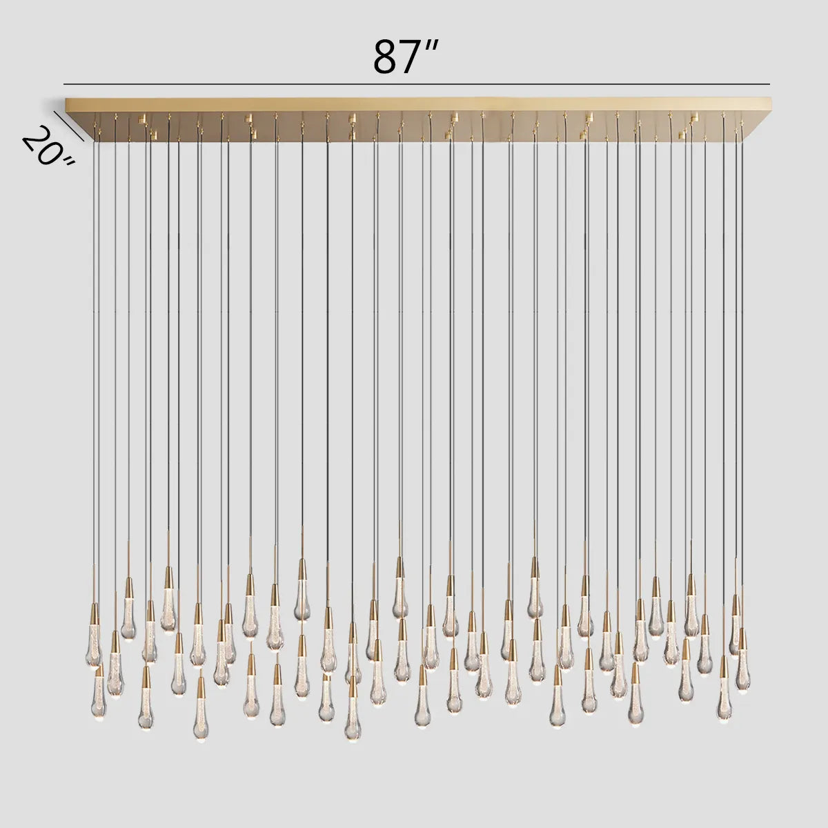Solitaire Crystal Linear Chandelier 37" 50" 60'' 70" 87" 120''W - Zonesus