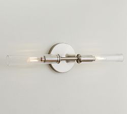 Cooper Ribbed Glass Double Tube Sconce (20") - Zonesus