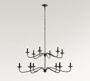 Lucca Iron Round 2-Tier Chandelier (48") - Zonesus