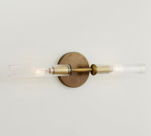 Cooper Ribbed Glass Double Tube Sconce (20") - Zonesus