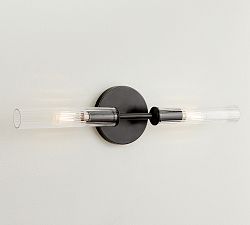 Cooper Ribbed Glass Double Tube Sconce (20") - Zonesus