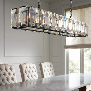 Harllow Multi Crystal Rectangular Chandelier 42“ 54” 62“ 74” - Zonesus