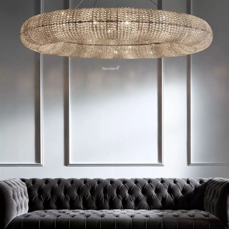 Cristal Hallo Round LED Chandelier 59" - Zonesus