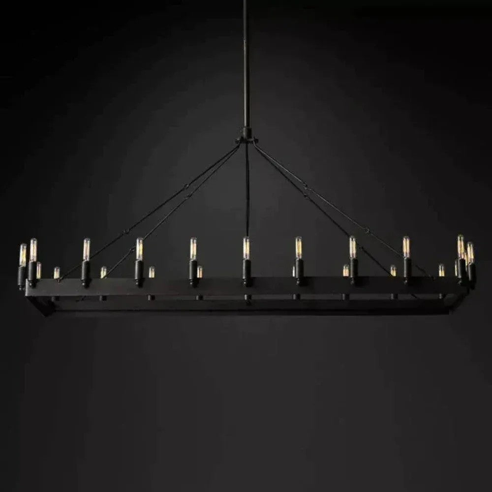 Caminon Vintage Filament Rectangular Chandelier 41“ 52" - Zonesus