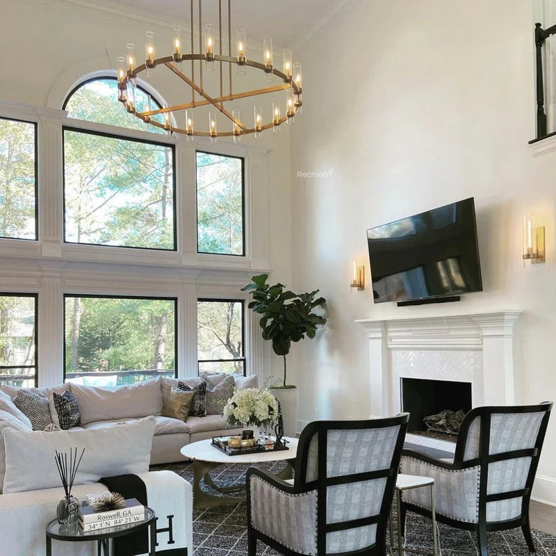 Manory Glass Round Chandelier 60" - Zonesus
