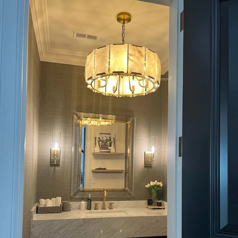 Harllow Calcite Round Chandelier 31" - Zonesus