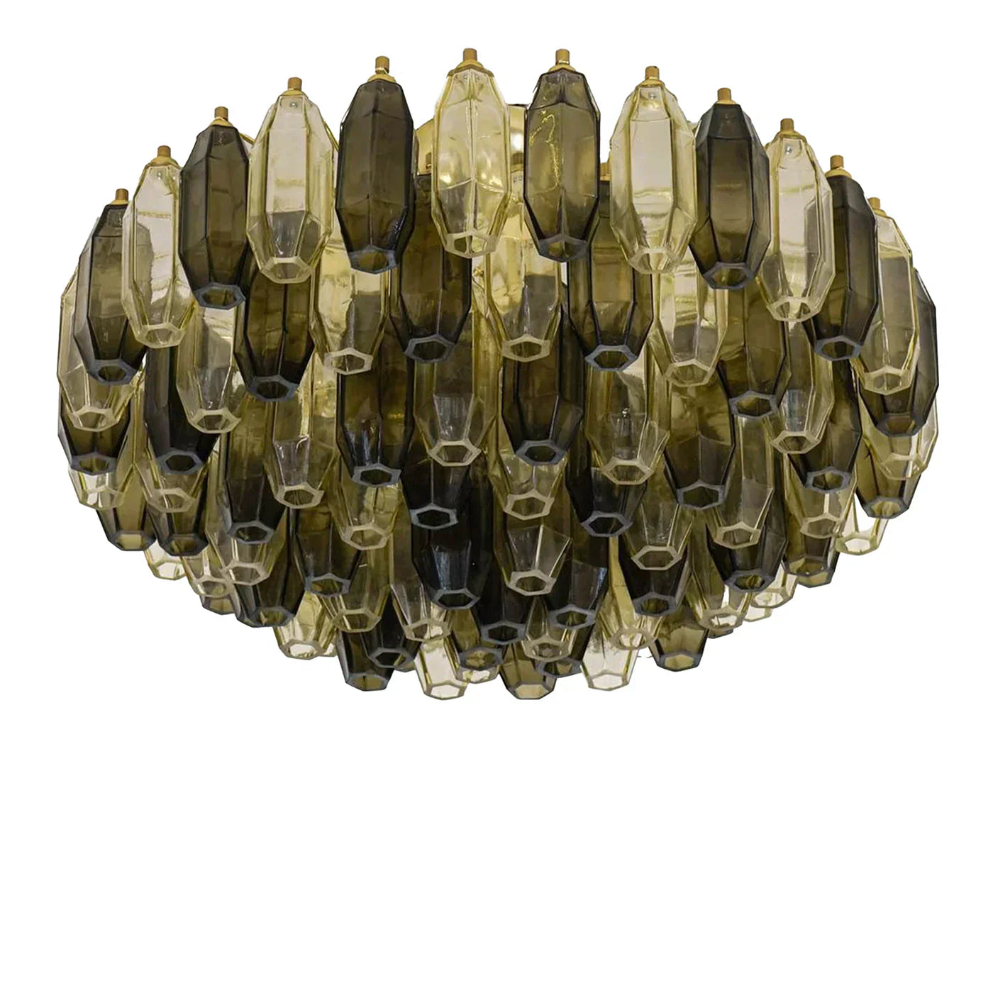 Prismatico 91 Elements Amber And Taupe Compact Glass Chandelier 25" - Zonesus