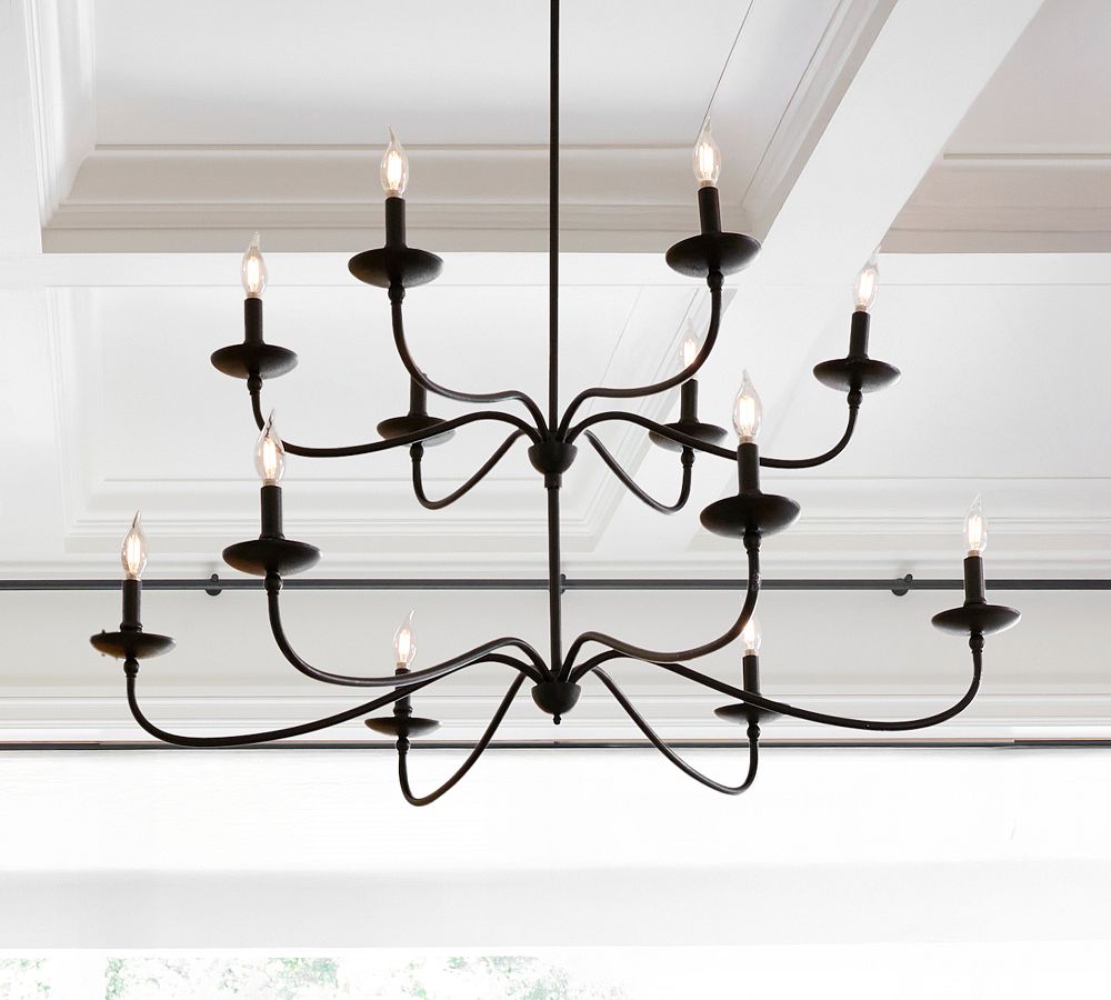 Lucca Iron Round 2-Tier Chandelier (48") - Zonesus