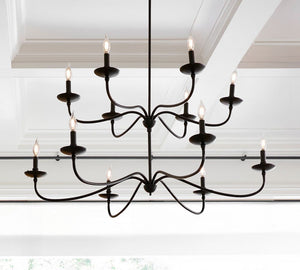 Lucca Iron Round 2-Tier Chandelier (48") - Zonesus