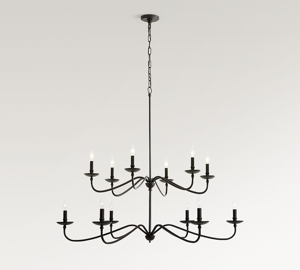 Lucca Iron Round 2-Tier Chandelier (48") - Zonesus