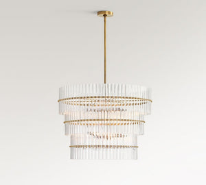 Mallory Crystal Round 3-Tier Chandelier 30" - Zonesus