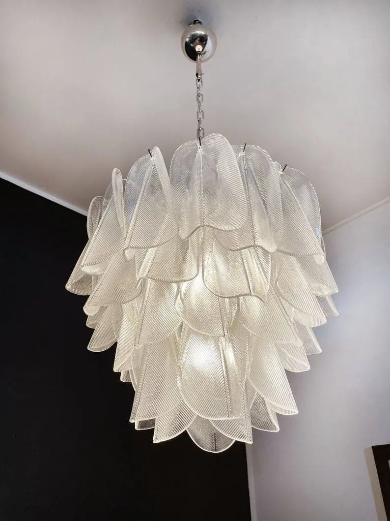 Murano Chandelier – Rondini – 41 glass leaves – Transparent - Zonesus