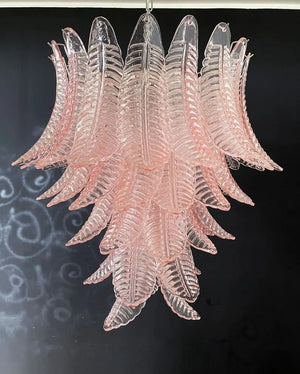 Murano Chandelier – 52 glass leaves – Pink - Zonesus