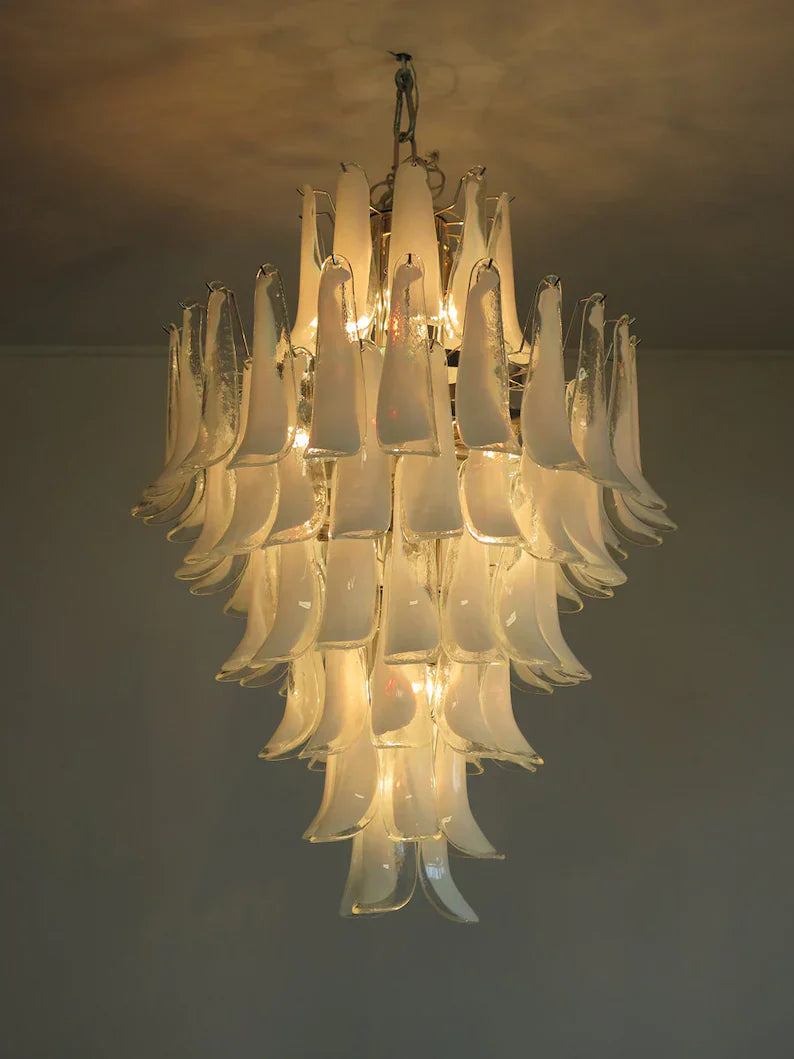 Murano Chandelier – 85 petals – White/Transparent - Zonesus