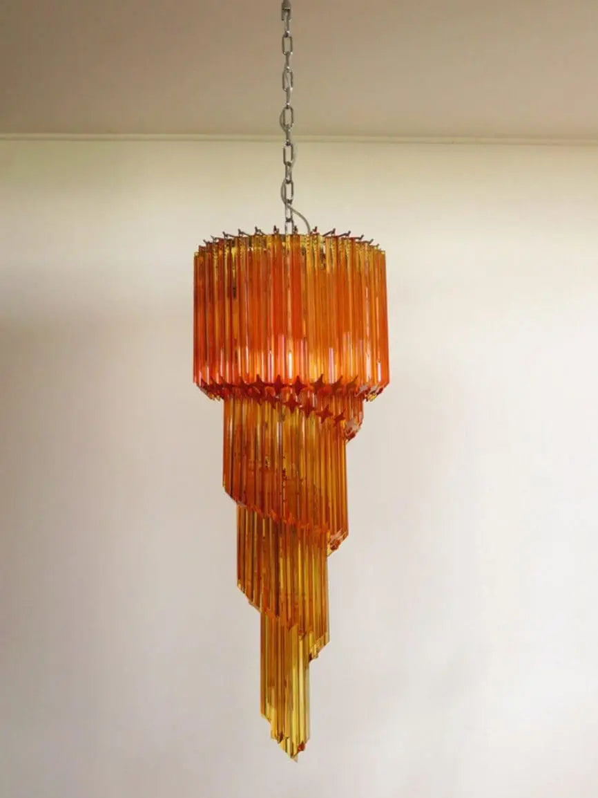 Murano Chandelier – Spiral – 86 prisms – Amber - Zonesus