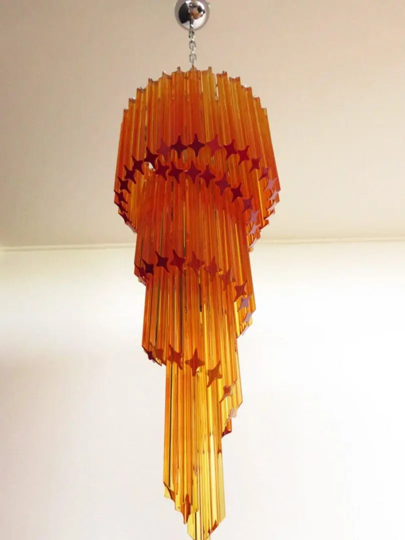 Murano Chandelier – Spiral – 86 prisms – Amber - Zonesus