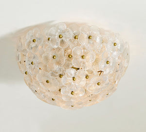 Nicolette Glass Floral Round Flush Mount (15") - Zonesus