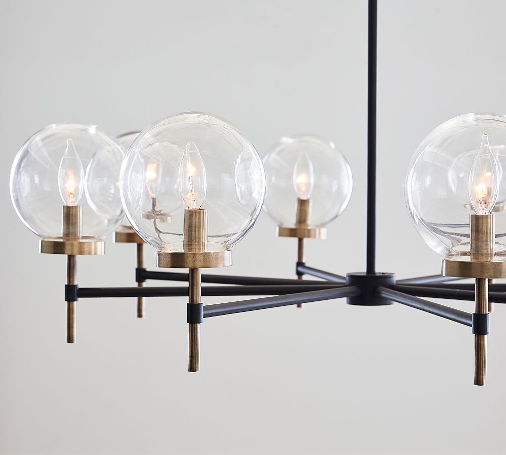 Camryn Glass Globe Round Chandelier (36") - Zonesus