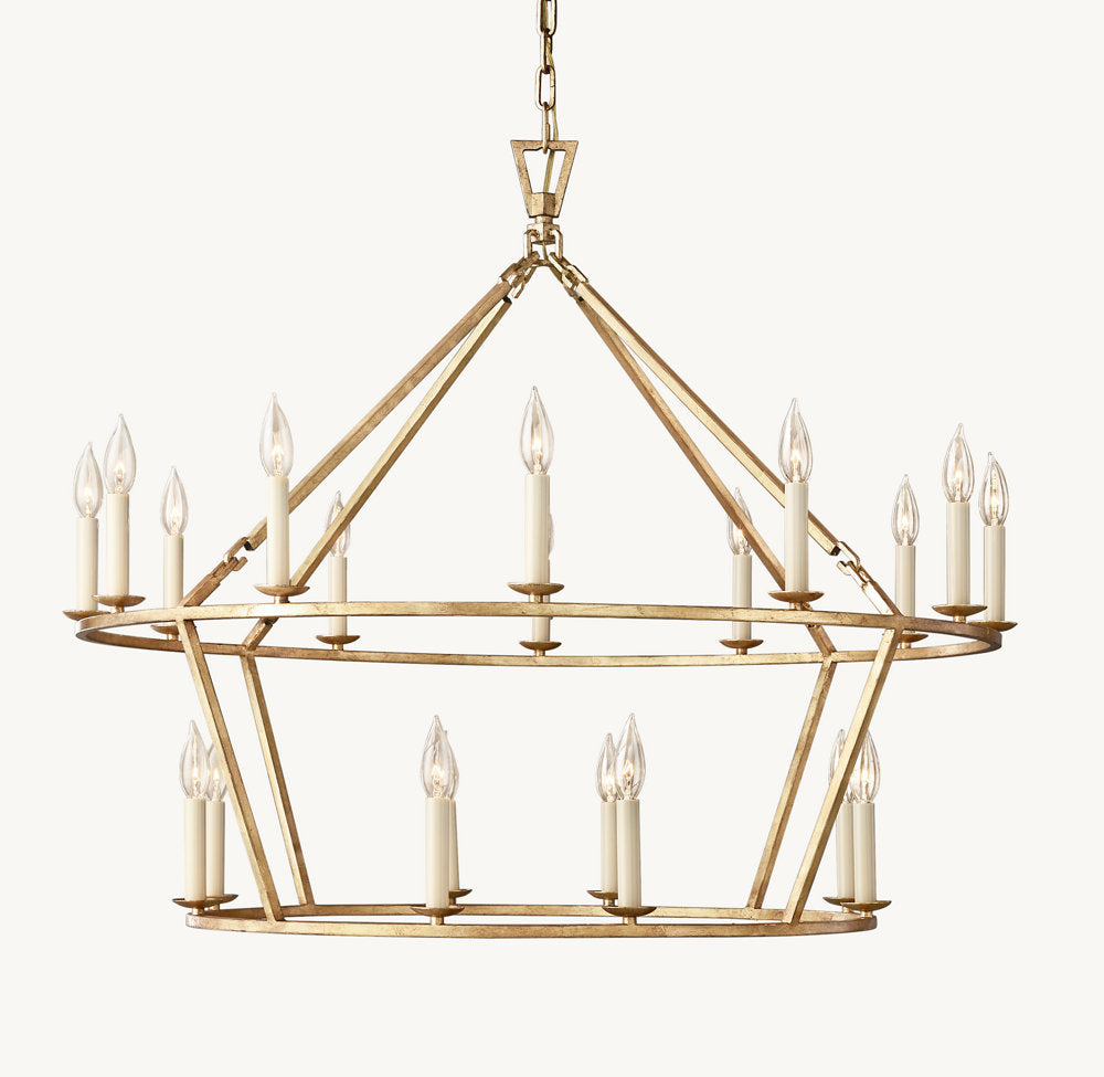 19TH C. ENGLISH OPENWORK TWO-TIER ROUND CHANDELIER 40" - Zonesus