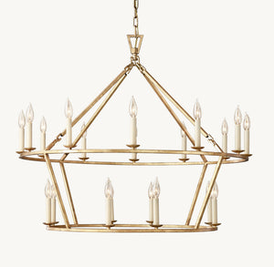 19TH C. ENGLISH OPENWORK TWO-TIER ROUND CHANDELIER 40" - Zonesus