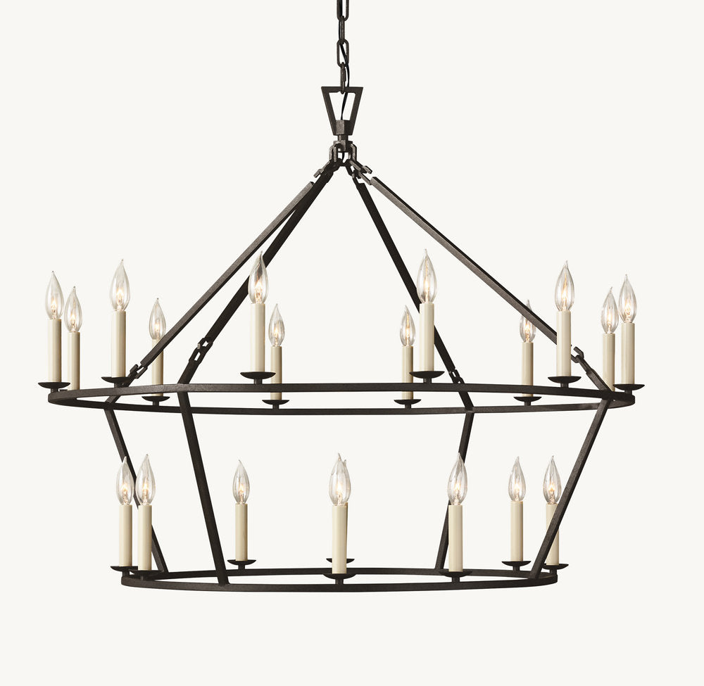 19TH C. ENGLISH OPENWORK TWO-TIER ROUND CHANDELIER 40" - Zonesus