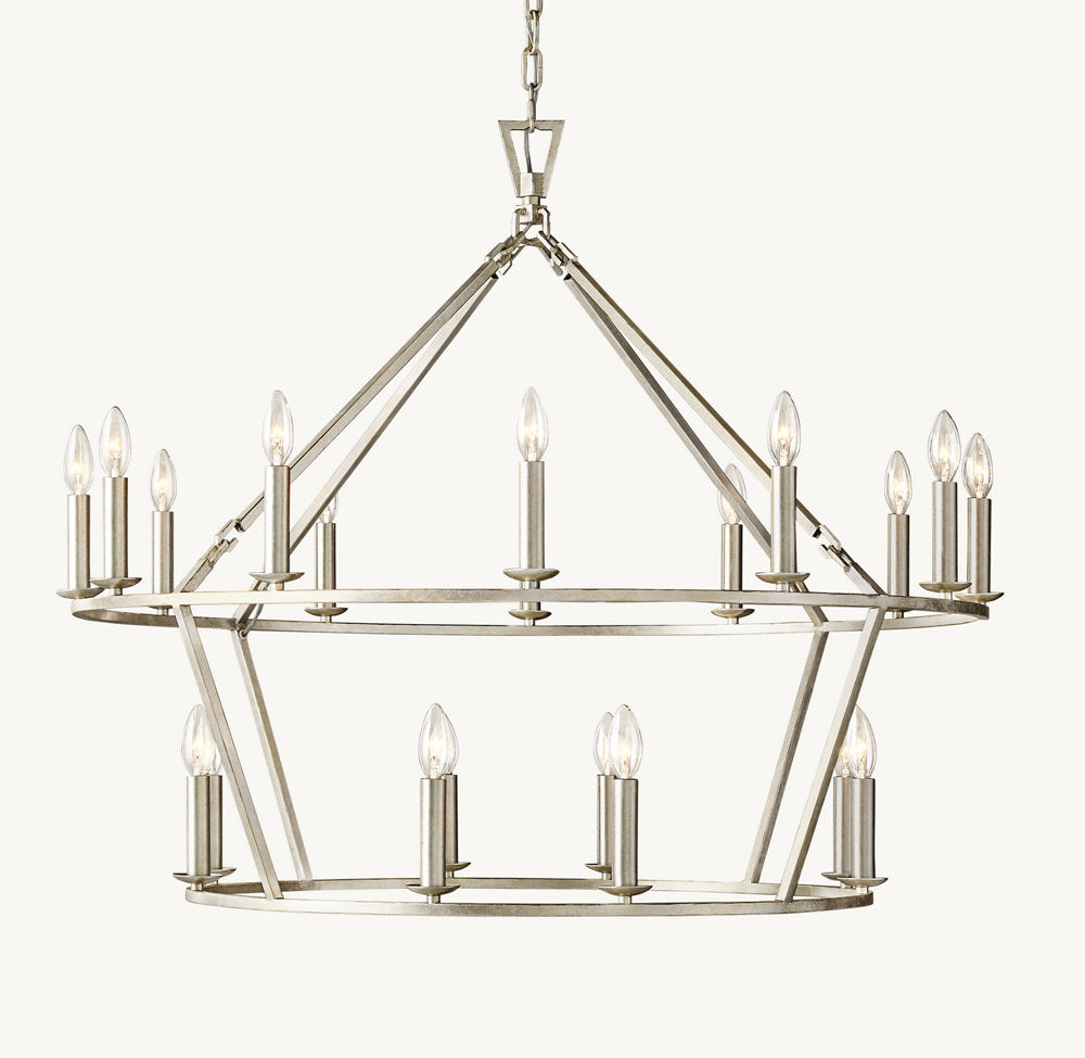19TH C. ENGLISH OPENWORK TWO-TIER ROUND CHANDELIER 40" - Zonesus
