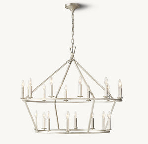 19TH C. ENGLISH OPENWORK TWO-TIER ROUND CHANDELIER 40" - Zonesus