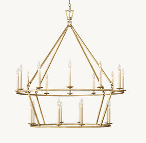 19TH C. ENGLISH OPENWORK TWO-TIER ROUND CHANDELIER 50" - Zonesus