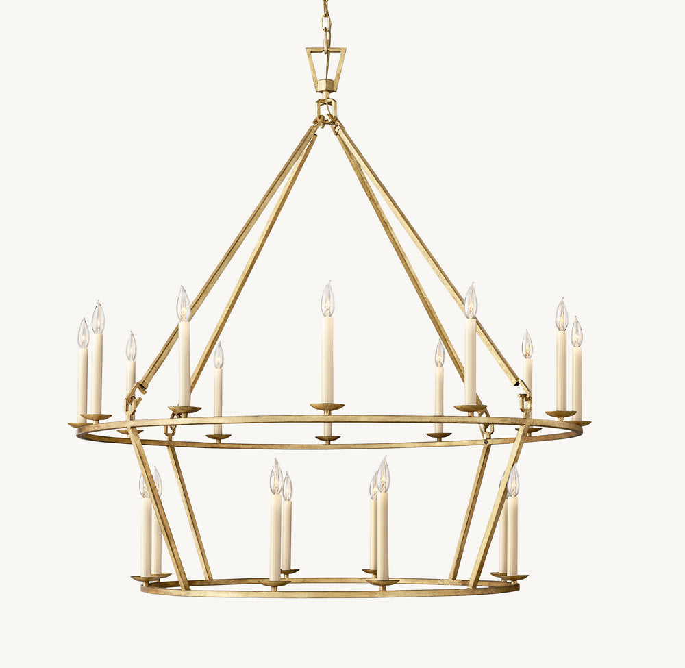 19TH C. ENGLISH OPENWORK TWO-TIER ROUND CHANDELIER 62" - Zonesus