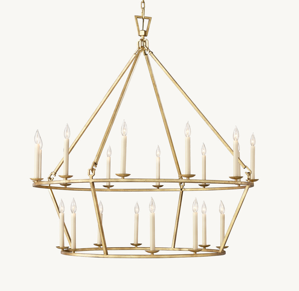 19TH C. ENGLISH OPENWORK TWO-TIER ROUND CHANDELIER 62" - Zonesus